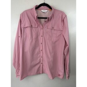 ORVIS River Guide Pink Checkered Long Sleeve Vented Blouse Size XL